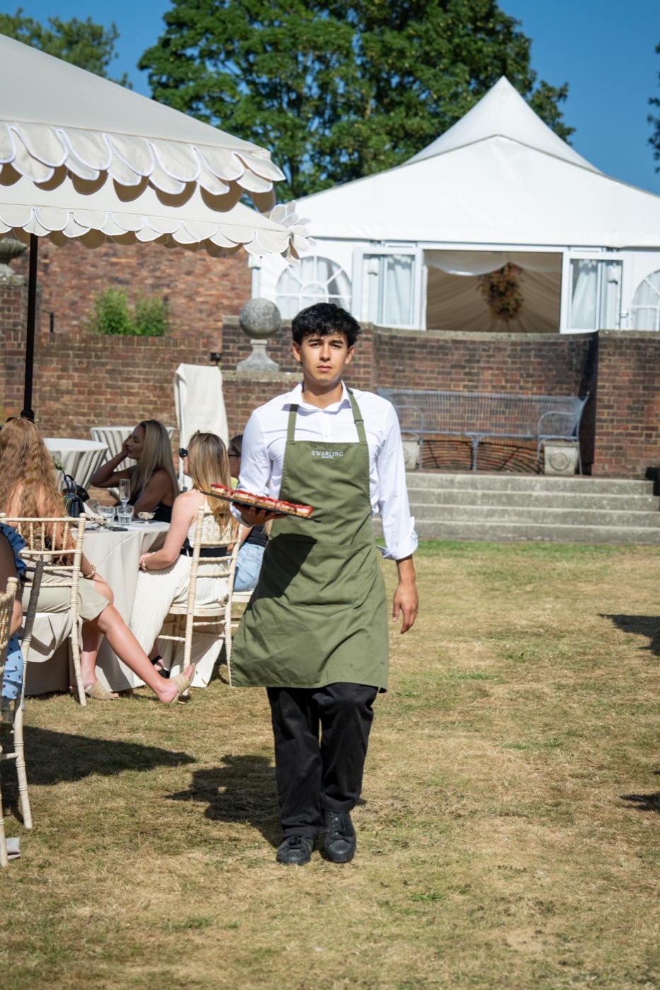 Garden party under parasols